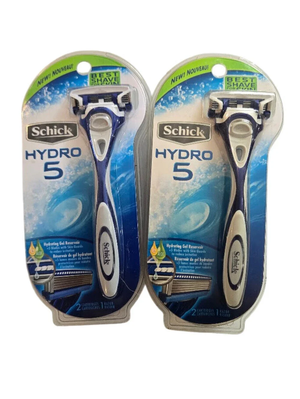 2 Packs Schick Hydro 5 Razor 5-Blade Skin Guards + 2 Cartridges NEW Factory Seal
